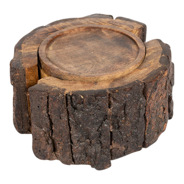 Natur Pur Set Of 6 Coasters With A Bark Holder 15Cm Wayfair.co.uk